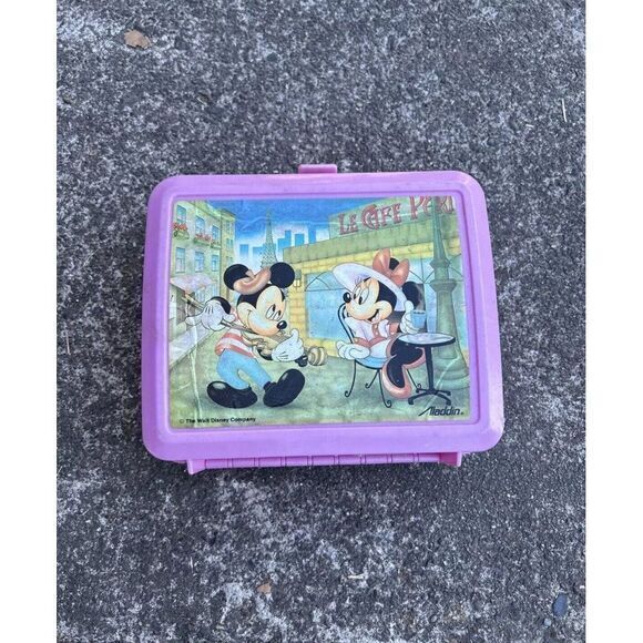 Vintage Plastic Aladdin‎ Lunch Box w/ Thermos-Pink Mickey & Minnie Disney - Picture 1 of 16